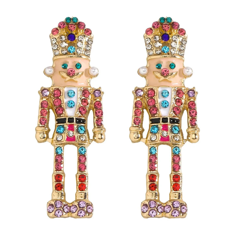 the NUTCRACKER - Christmas Nutcracker Earrings Shiny Rhinestone Nutcracker Soldier Earrings Perfect Festival Party Gifts