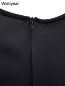 the SUNDAY BEST - Sexy Flare Short Sleeve High Side Split Ruffles Bodycon Midi Dress, Elegant Women Autumn Evening Wedding Party/Birthday Dress