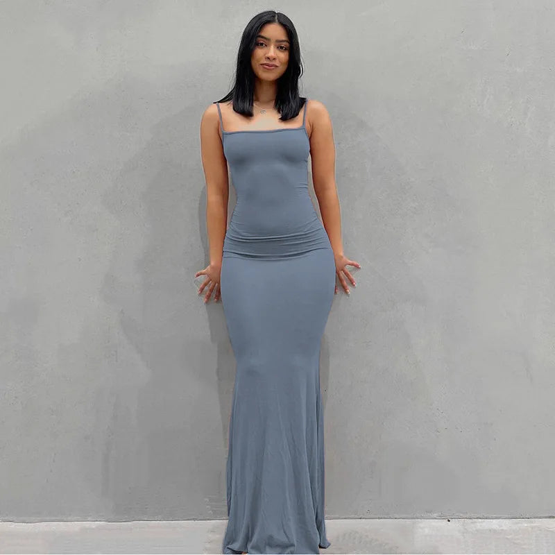 the MONA - Elegant Sexy Bodycon Slip Sleeveless Backless Maxi Dress