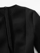 the MORGAN - Elegant Deep V-Neck A-Line Blazer Dress Long Sleeve High Waist Tunic Short Evening Party Dress