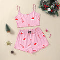 the SANTA SLEEPWEAR - Women's 2 Pieces Pajama Set Sleeveless Spaghetti Strap Christmas Print Cami Sleepwear Shorts Sets Girls Nightwear Home Clothes