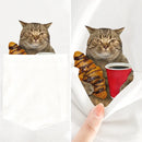 the HUNGRY CAT - Funny Cats Printed Pocket Cotton Short Sleeve T-Shirts for Women