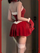 the SANTA CHRISTMAS BUNNY - Plus Size Red New Year's Christmas Dress Roleplay Lingerie Xmas Party Night Clubwear Cos Bunny Girl Stage Performance Outfits