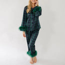 the CUTE & COZY PAJAMA - Christmas Women's 2 Piece Pajama Set Long Sleeve Tassel Flapper Lapel Button Up Shirt Tops Pants Sleepwear Night Wear