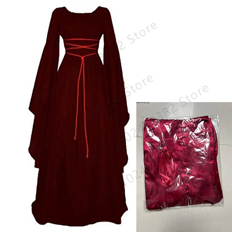 the MEDIEVAL WITCH - Witch Dress Cosplay Vampire Bride Halloween Carnival Party Performance Middle Ages Costumes