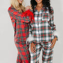 the CUTE & COZY PAJAMA - Christmas Women's 2 Piece Pajama Set Long Sleeve Tassel Flapper Lapel Button Up Shirt Tops Pants Sleepwear Night Wear