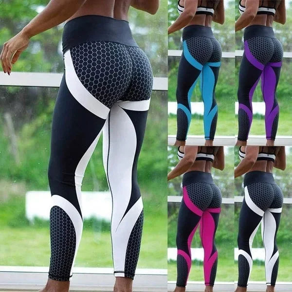 the HONEYCOMB LEGGINGS - Printed Yoga Pants Push Up Professional Running Fitness Gym Sport Leggings Tight Trouser Pencil Leggings