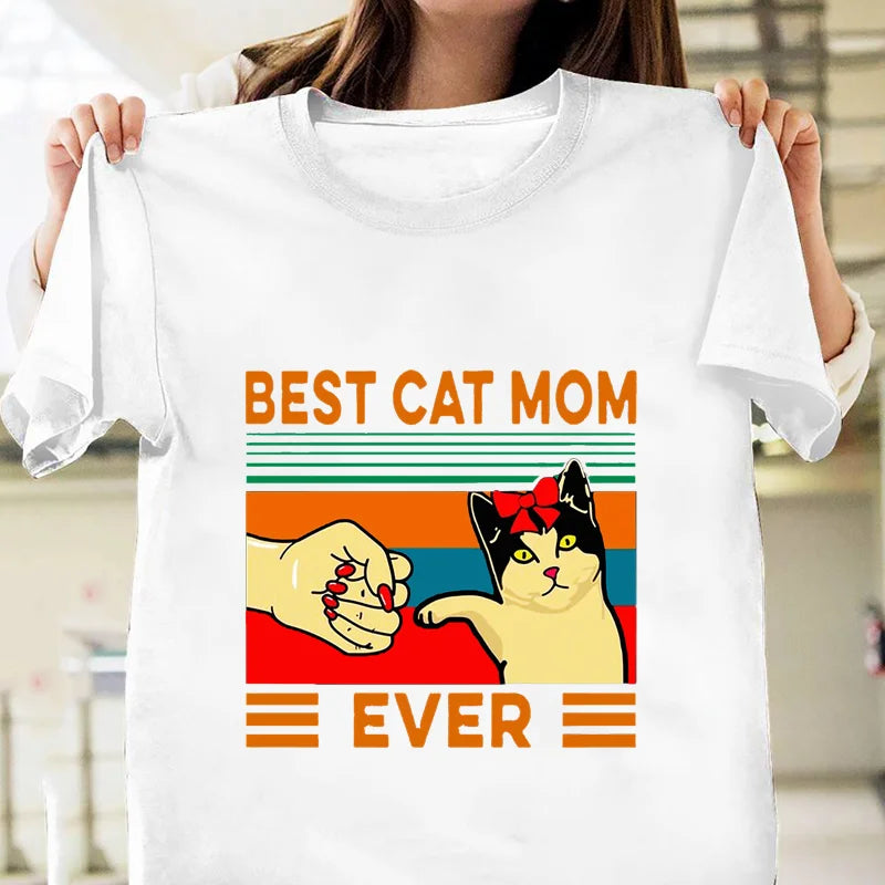 the BEST CAT MOM EVER - Printed Loose T-Shirt for Women