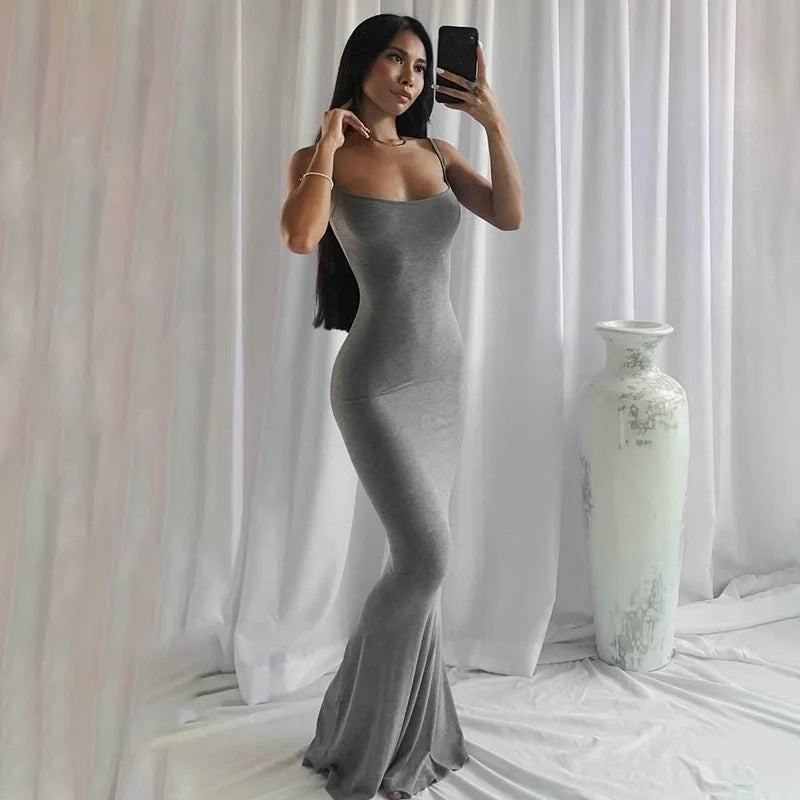 the MONA - Elegant Sexy Bodycon Slip Sleeveless Backless Maxi Dress