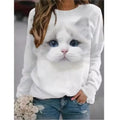 the CAT MOM - 3D Print Casual Long Sleeve Oversized Loose T-Shirts for Women