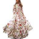 the ROSE GARDEN - Spring/Autumn Vintage Flower Floral Print Maxi Dress, Office Lady Fashion Elegant Long Sleeve O-Neck Dresses for Women