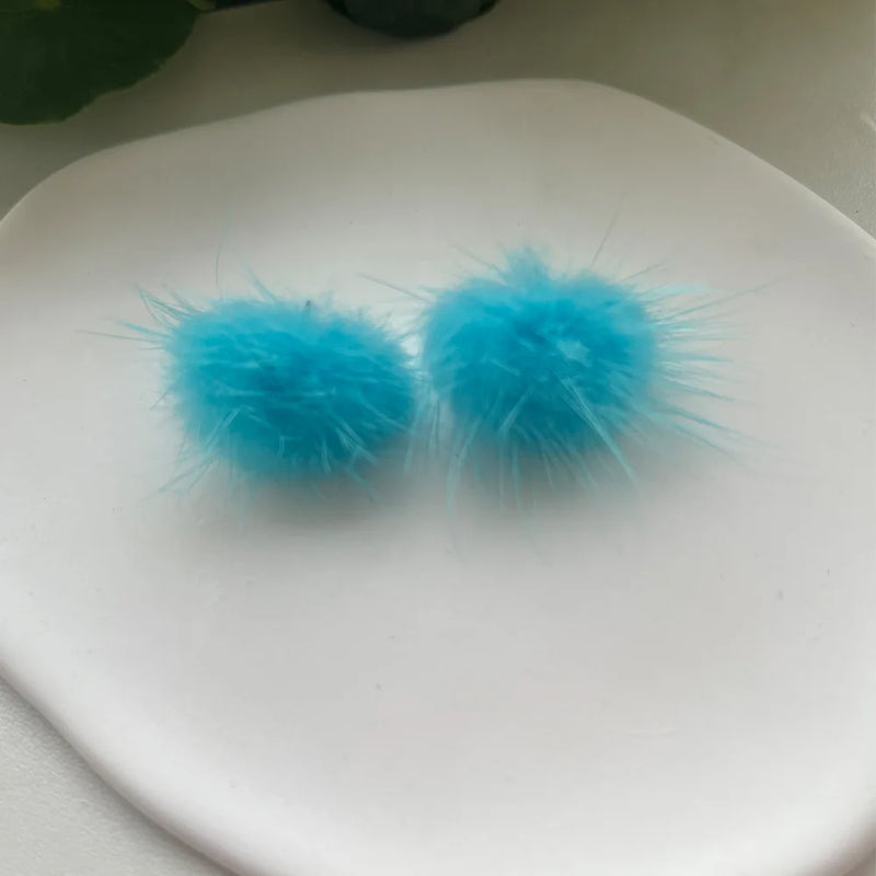 the FURBALL COLLECTION - Genuine Mink Fur Ball Fur Pom Pom Stud Earrings SoftJewelry Cute Christmas Gift