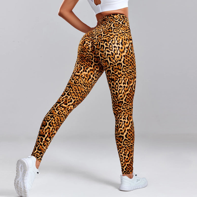 the LEOPARD LEGGINGS - Leopard Print Leggings Fitness Women High Waist Sexy Yoga Pants Scrunch Butt Booty Leggings