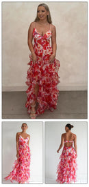 the FLOWER GIRL - Colorful Floral Printing Beach Long Dresses, Summer Chic Spaghetti Straps Backless Princess Fairy Maxi Dress