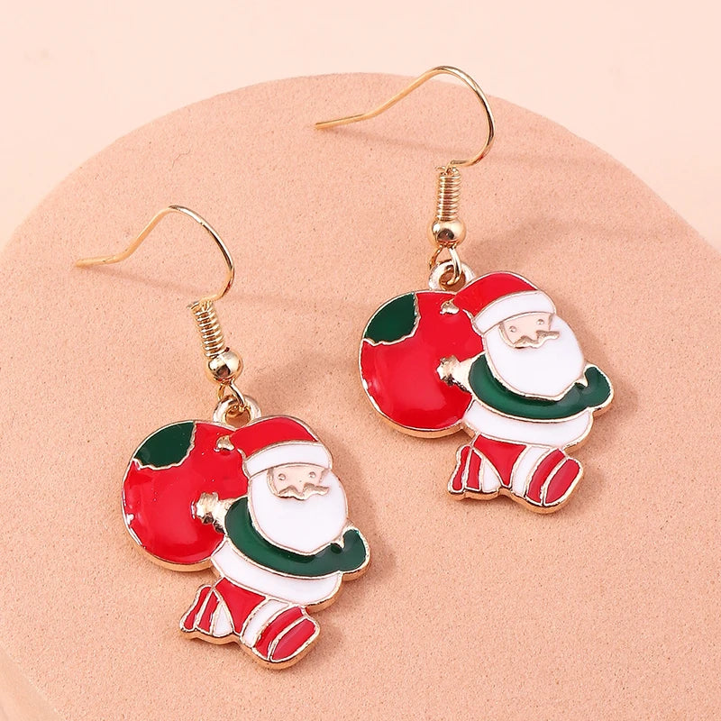 the JOLLY COLLECTION - Fashion Merry Christmas Wreath Circle Hoop Earrings New Year Party Festival Jewelry Gifts