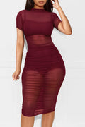 the CINDY - Sexy Mesh See-Through Bodycon Mini Dress