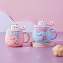 the DONUT CAT CUP - Cute Donut Ceramic Coffee Mug with 3D Animal Cat Lid and Stirrer