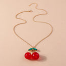 the CHERRY BOMB - Lovely Gold Color Wine Red Cherry Pendant Necklace Personality Necklace Wedding Jewelry Birthday Gifts