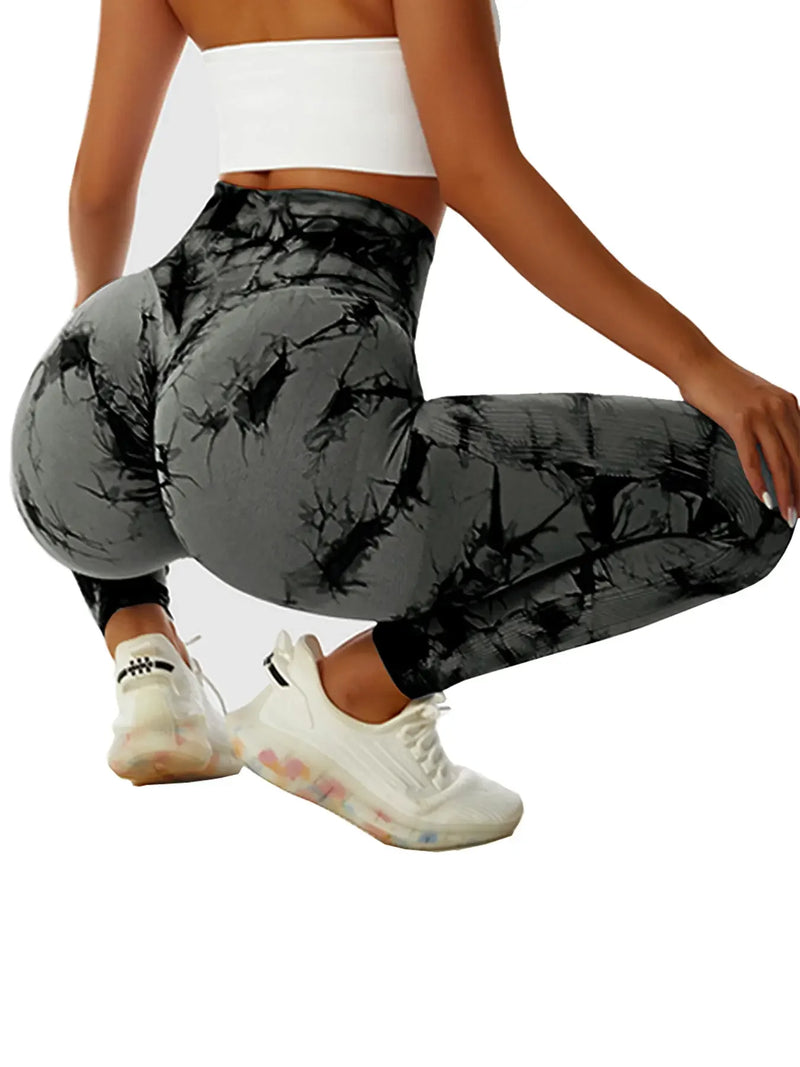 the GRANITE LEGGINGS - High Waisted Buttocks Lifted Belly Contracted Tie-Dyed Gym Yoga Leggings Sportswear