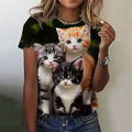 the CUDDLE CAT - 3D Printed Cute Funny Cat Graphic Oversized Short Sleeves Round Neck T-Shirts for Women