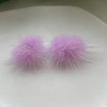 the FURBALL COLLECTION - Genuine Mink Fur Ball Fur Pom Pom Stud Earrings SoftJewelry Cute Christmas Gift