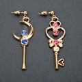 the GLAM GIRL COLLECTION - Earrings Time Key Moon Stick Crystal Pearl Dangle Earrings Kawaii Christmas Gift