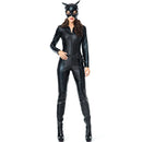 the CAT WOMAN - Black PU Leather Cat Woman Costume for Halloween Adult Carnival Party Catsuit
