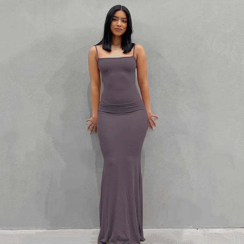 the MONA - Elegant Sexy Bodycon Slip Sleeveless Backless Maxi Dress