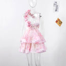 the FRENCH GIRL - Chic Floral Printed Mini Dress Backless Sleeveless Hem Stacking Dresses Sweet A-Line Party Club Clothing