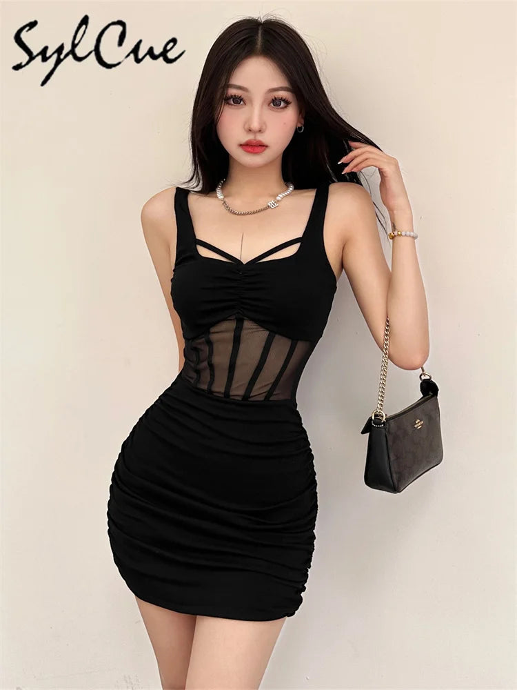 the MEGAN - Sexy Black Mysterious Beautiful Tight Elegant Simple Strap Dress