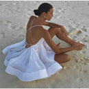 the SIXTEEN CANDLES - Sexy Flare Sleeve V-Neck Printed Mini Dress, Fashion Pleated A-line High Waist Gown New Lady Summer Evening Party/Club Dress