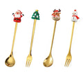 the SPOONFUL - 4pcs Christmas Elk Head Shape Stainless Coffee Spoon New Year Christmas Decoration Table Decor for Home Navidad Gifts