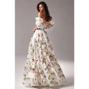 the BRIDGERTON - Spring/Summer Women's Off Shoulder Floral Long Dress, Fashion Long Dress European and American Women's Wear