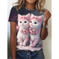 Funny Cat Pattern T Shirt For Women Cute Animal 3D Printed Short Sleeves Summer Oversized T-Shirts O-Neck Tops Tees Streetwear