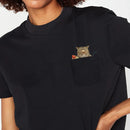 the HUNGRY CAT - Funny Cats Printed Pocket Cotton Short Sleeve T-Shirts for Women