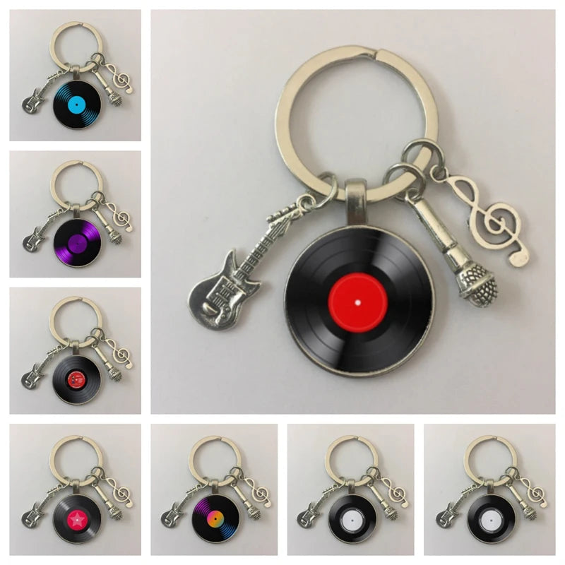 the GRAMMY KEYCHAIN - Creative Gramophone Music Keychain Ring Creative Charm Music Retro Vinyl Keychain Vinyl Record Picture Musician Accessories Gift