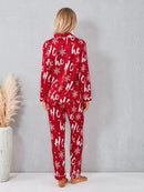 the CHRISTMAS MORNING PAJAMAS - Women 2 Piece Pajama Set Christmas Long Sleeve Button Up Shirt + Pants Set Loose Sleepwear Loungewear