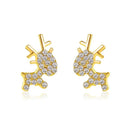 the REINDEER GEMS - Animal Deer Stud Earrings Small Antler Earrings Crystal Stone Christmas Gift Jewelry