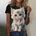 the CUTESY CAT - Cute Cat Pattern 3D Print Short Sleeve Casual Fashion Oversized T-Shirts