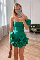 the SPICY SENORITA - Summer Fashion New Elegant Party Evening Dress for Women, Flower Sleeveless Off-Shoulder Sexy Pleated Rose Dress