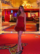the MARIA - Sexy 3D Flowers Red Short Party Dress