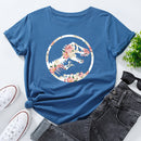 the JURASSIC - Women Flower Dinosaur Print Short Sleeve T-Shirt
