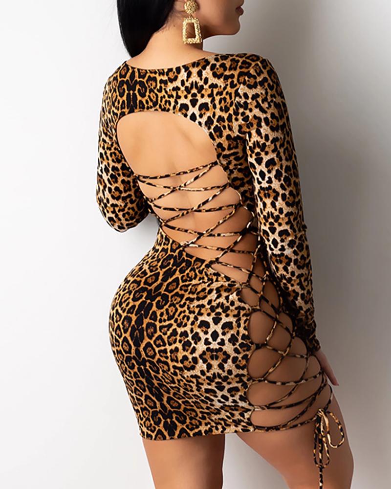 the SIMONE Dress - Women Leopard Bodycon Sexy Mini Dress