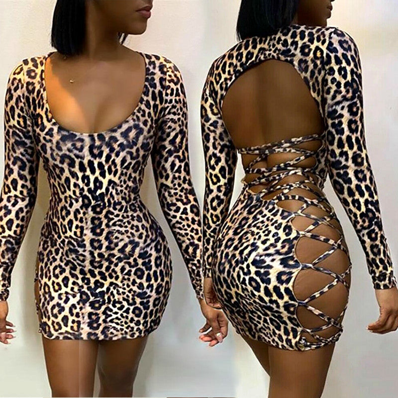 the SIMONE Dress - Women Leopard Bodycon Sexy Mini Dress