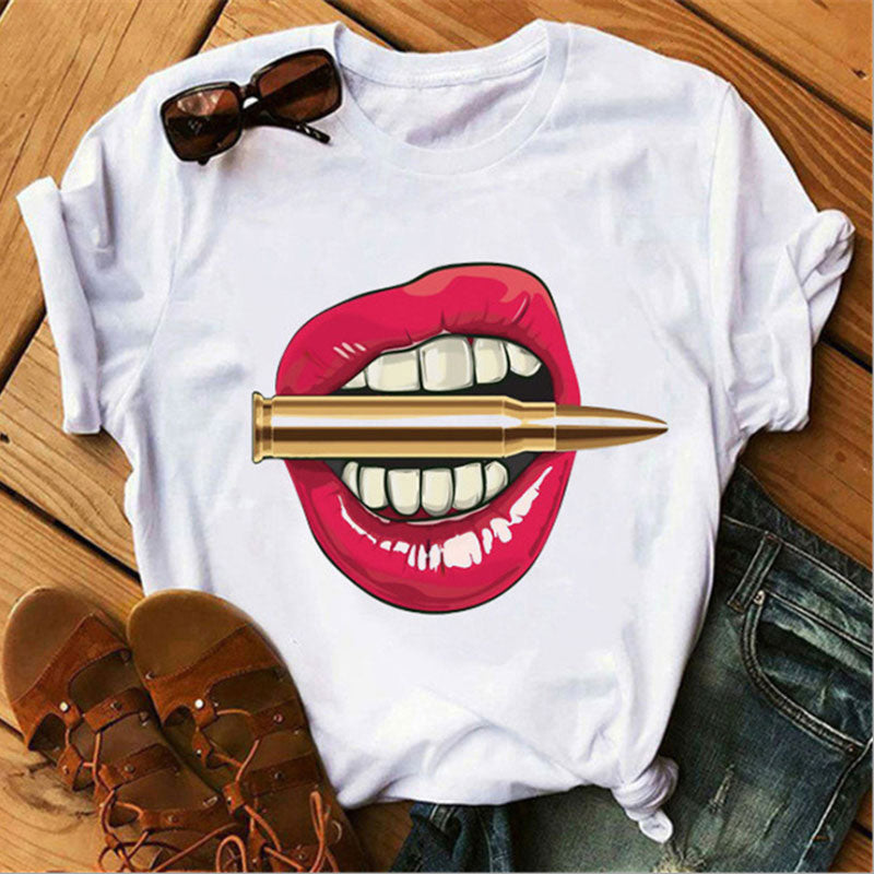 the KISSABLE LIPS - Women's Printed Sexy T-Shirt