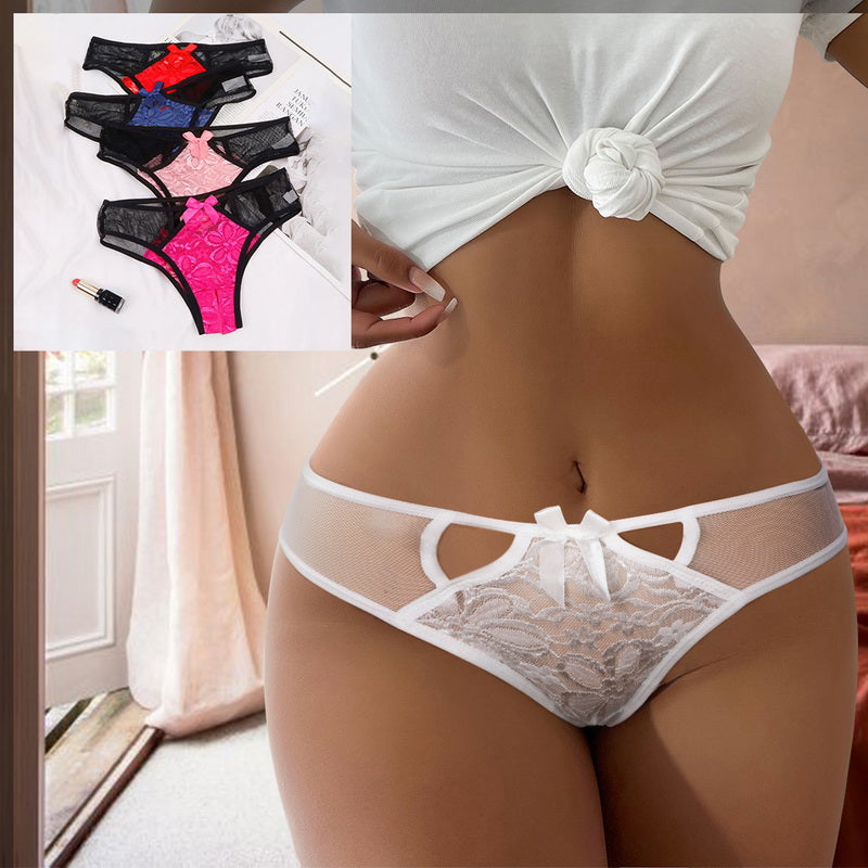 the PEEK-A-BOO - French Fairy Feather Pattern Lace Women Sexy Panties Set