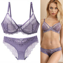 the DELICATE PETAL - New Sexy Ultra-Thin Transparent Lace Bra and Lingerie Set
