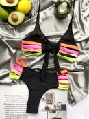 the SKITTLE CAT - Women Sexy Multi Color Bandage Bikini Set