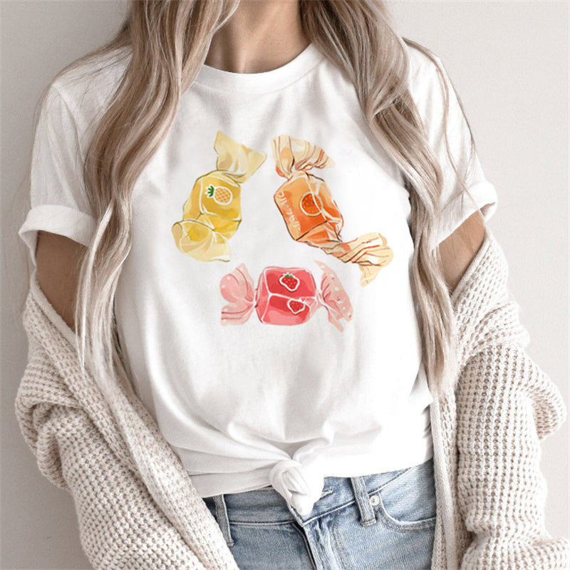 the HONEY BUNNY - Women Abstract Lines Print T-Shirts