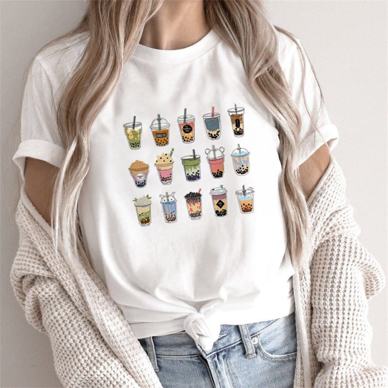 the HONEY BUNNY - Women Abstract Lines Print T-Shirts